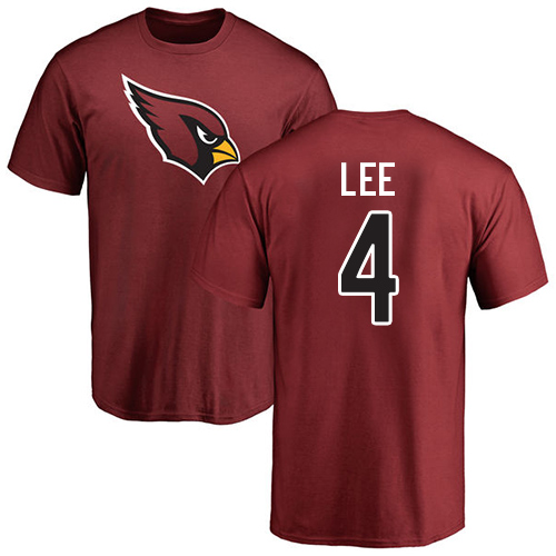 Arizona Cardinals Men Maroon Andy Lee Name And Number Logo NFL Football #4 T Shirt